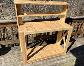 Potting Bench, Rustic Cedar Wood, Garden Bench, Cedar Potting Bench, Outdoor Table, Potting Station, Work Bench,