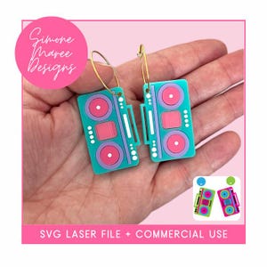 Retro Radio SVG laser downloadable file, 90s earrings, fun acrylic earring digital file, earring digital file, laser cutting machine file