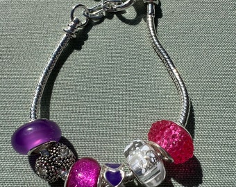 Pink and Purple Charm Bracelet