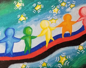 Holding hands in pride original acrylic painting