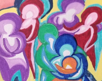 One big happy family original acrylic painting on canvas