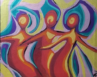 Trio original acrylic painting on canvas