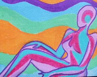 Lounging figure original acrylic painting on canvas