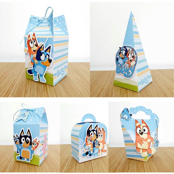 Blue Dog Favor Boxes, Blue Dog Birthday Gift Boxes, DogFavor Boxes ,Bluey Candy Boxes , Bluey party, Blue birthday,Bluey decorations