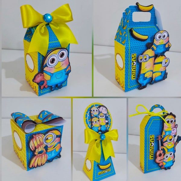 Minions Favor Box, Minions party decorations, Minion birthday, Kids minion party,  Minion candy box, Minions Treat Birthday, Party Favor Box