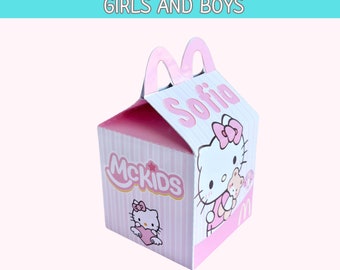 Kitty Happy Meal Box, Kitty Favor Box, Custom box Kitty ,Kitty party , kid party Kitty , kids party,Hello Kitty Party favors,A103