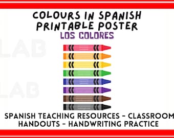 Simple Spanish KS1 KS2 Printable Worksheets, Digital Vocab Cards, Display and Student Handout, Spanish Teacher Classroom - Handwriting