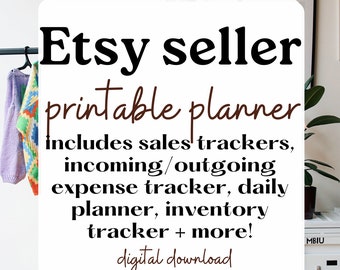Etsy Seller Planner - Printable DIGITAL DOWNLOAD - Income Expense Tracker - Store Set Up Planner - Inventory Tracker - Task Checklist