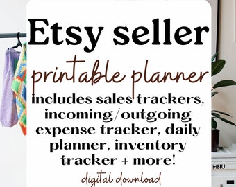 Planificador de vendedores de Etsy - DESCARGA DIGITAL imprimible - Rastreador de gastos de ingresos - Planificador de configuración de tiendas - Rastreador de inventario - Lista de verificación de tareas