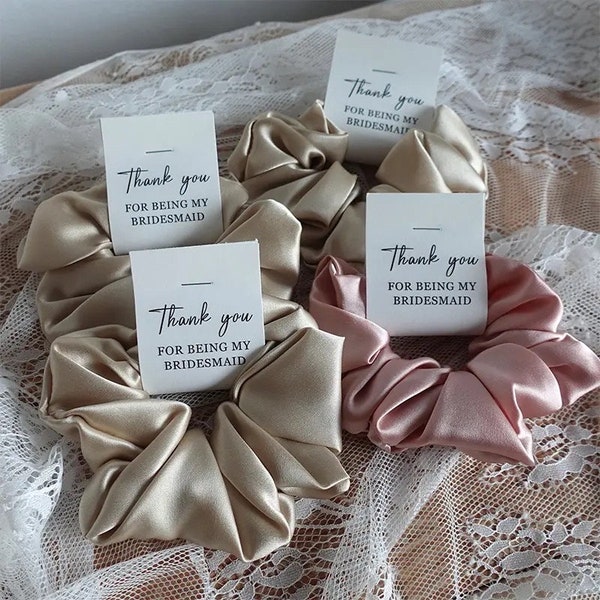 Bridesmaid proposal Scrunchies Silk Satin Soft Hair Scrunchies Hair Accessories for Her bridesmaid Proposal Gift Customized scrunchies