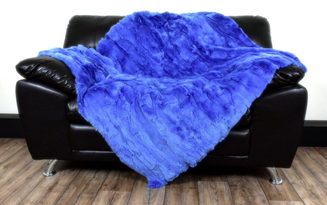Luxury Real Blue Rex Rabbit Fur Throw Blanket - Etsy