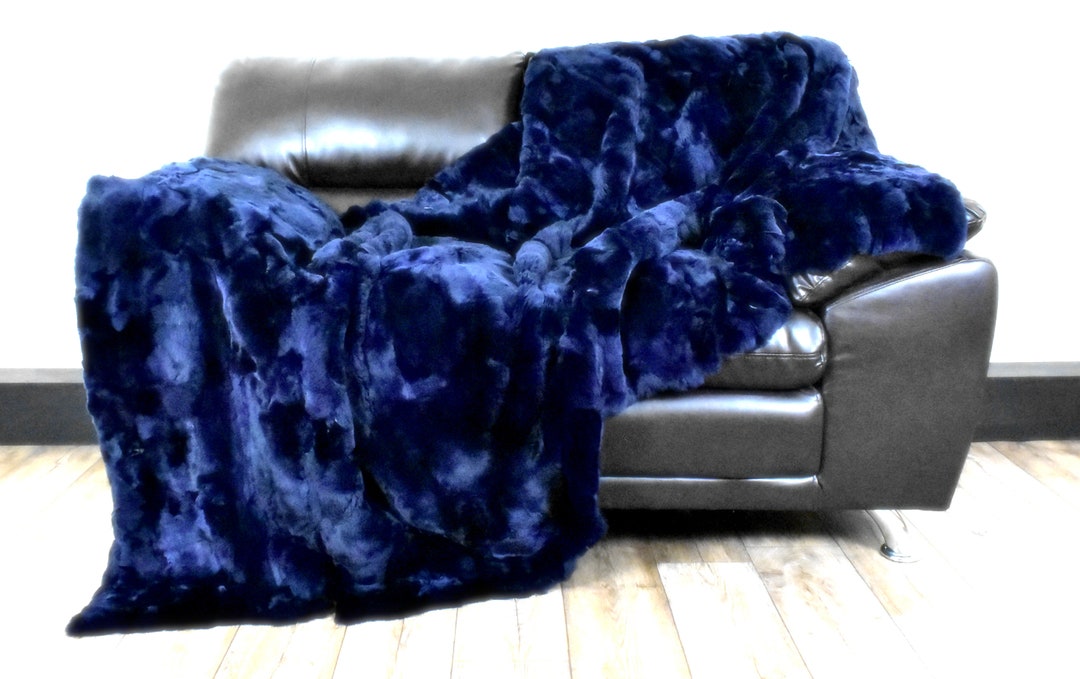 Luxury Real Blue Rex Rabbit Fur Throw Blanket - Etsy