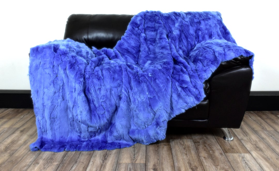 Luxury Real Blue Rex Rabbit Fur Throw Blanket - Etsy