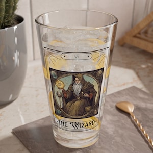 Dungeons N Dragons The Wizard Tarot Pint Glass, 16oz, DnD Nerd, Dungeon Master Gift
