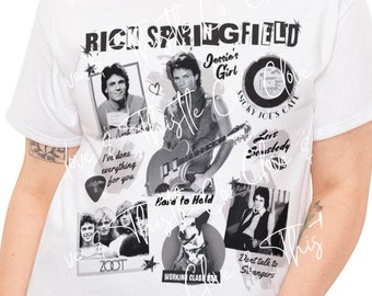 Rick Springfield, Concert, Band, 80's, Music, Rock Band, Collage, Unisex, Heavy Cotton, Graphic Tee, Shirt