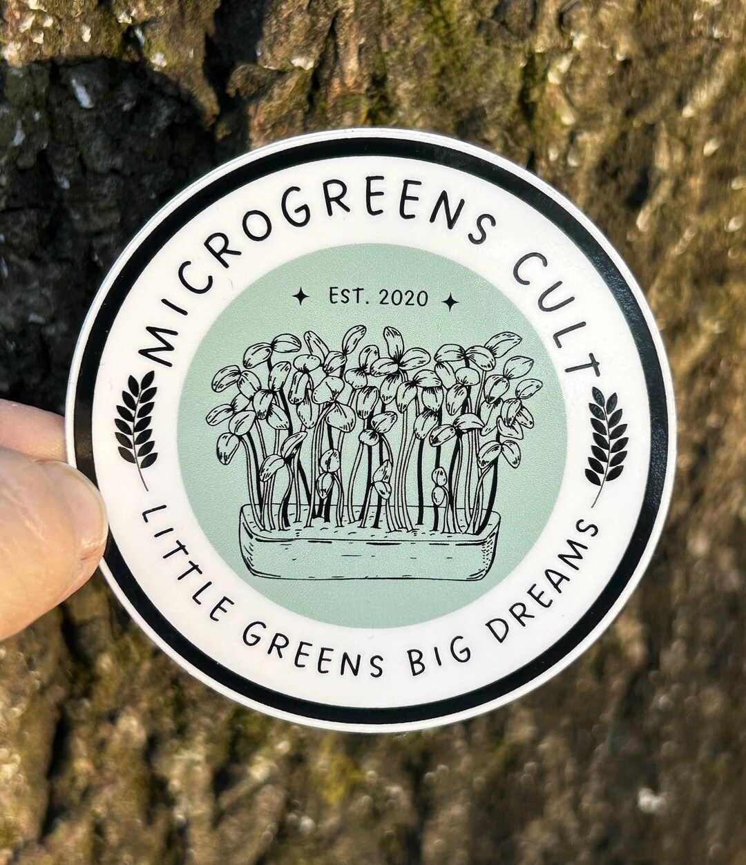 Microgreens Cult Glossy Vinyl Sticker, Waterproof 3