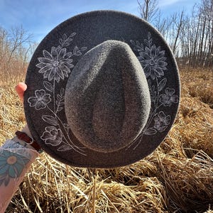 Floral Bouquet Hand Burned Hat