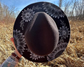 Sunflower Hand Burned Hat