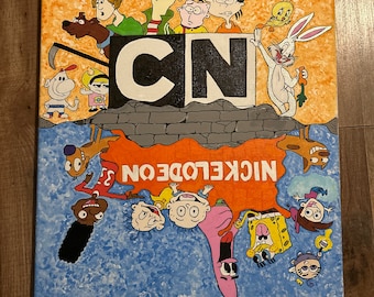 Peinture de dessin animé des années 90 Nickelodeon vs Cartoon Network