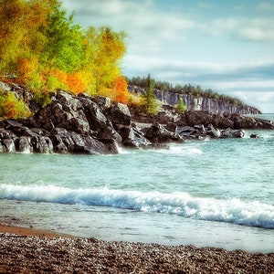 Minnesota Wall Art, Photography, Nature Lover Gift, Lake Superior, Minnesota Gifts, Fall Colors, North Shore, Waves, Great Lakes Shoreline