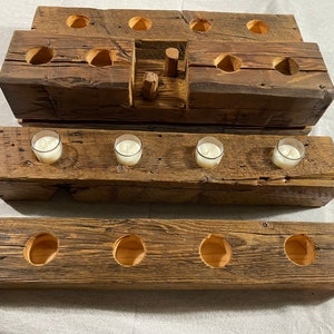 Barnwood table candle holders