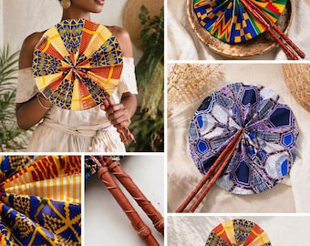 Abanico de tela encerada hecho a mano – Accesorio elegante