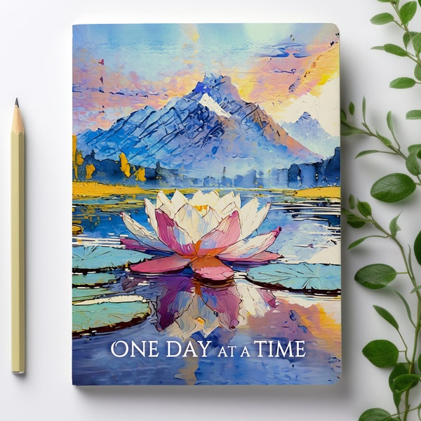 Pink Lotus Mountain Sobriety Journal - Hardcover 6"x8"