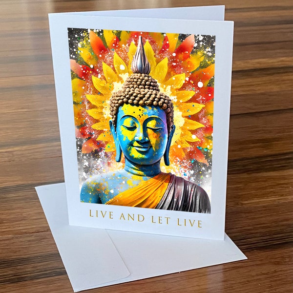 Live and Let Live Buddha Notecard " 5.5" x 4"