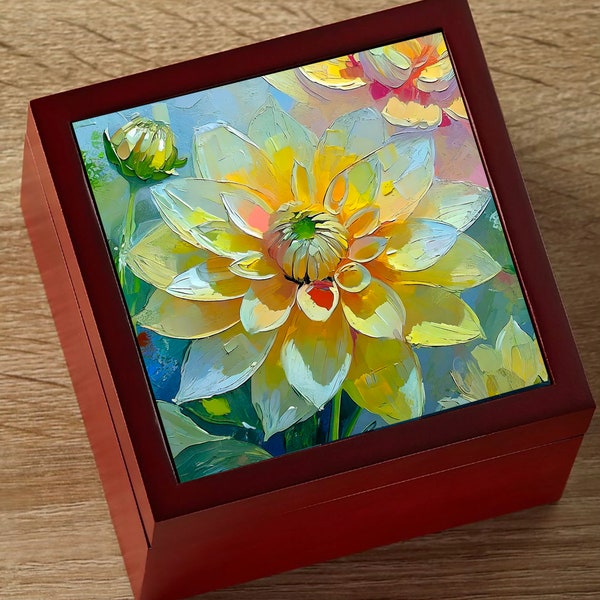 Yellow Dahlia Wood God Box