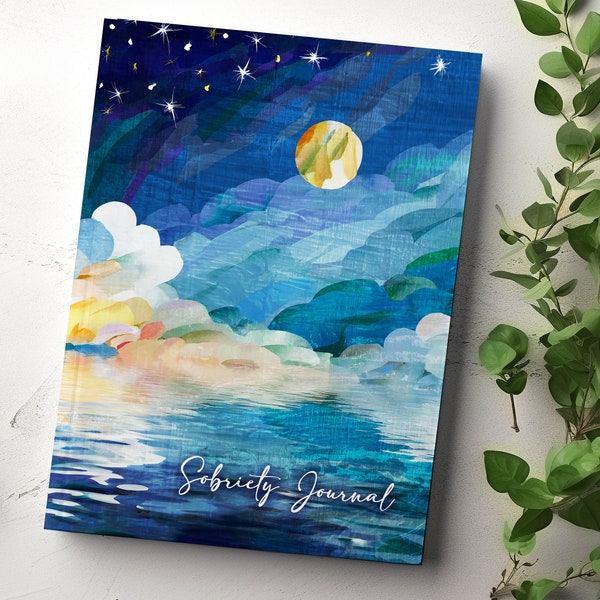 Starry Moon Sobriety Journal - Hardcover 6"x8"