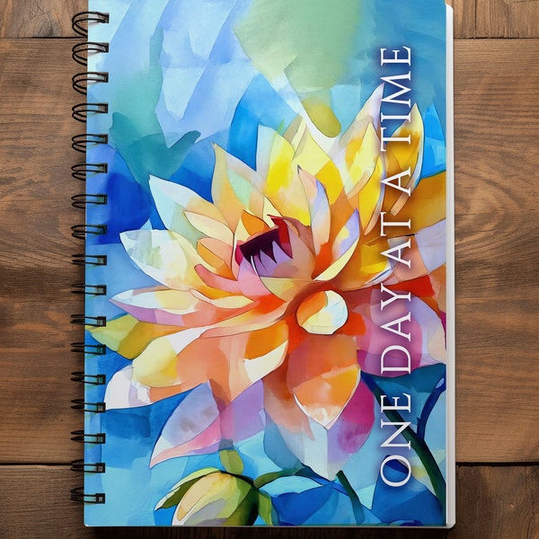 Rainbow Dahlia Sobriety Journal - Spiral Bound 6"x9"