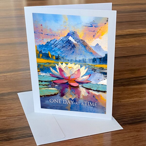 Pink Lotus Mountain Greeting Card 4.5"x5"