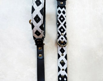 Set Dog Leash + Collar / Macrame details / Handmade