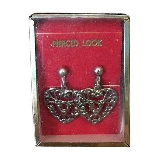 1960s Vintage Unused Heart Drop Dangle Earrings, C