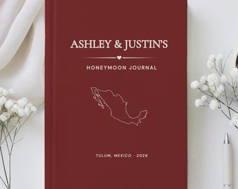 Diario de luna de miel personalizado, cuaderno de viaje para recién casados, regalo de boda personalizado para la pareja, diario de recuerdo para recién casados.