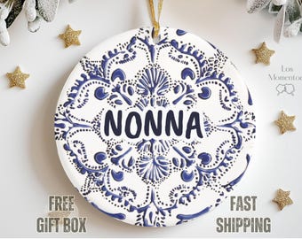 Nonna Christmas Ornament 2025 – Italian Grandmother Gift, Custom Ceramic Keepsake, Gift for Nonna, Secret Santa Stocking Stuffer