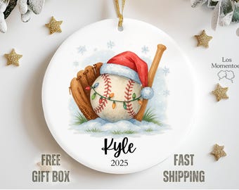 Baseball Player Ornament 2025 Personalized Jersey Number Christmas Keepsake, Custom Baseball Gift for Player, Coach, or Team