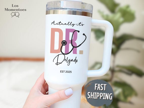 Personalized PhD Graduation Tumbler 40oz – Custom Doctor Cup – Graduate Gift for Medical School, Nursing, or PhD Graduation 2025