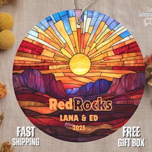 Personalized Red Rocks Christmas Ornament Colorado Vacation Keepsake Gift Ceramic Holiday Tree Decoration