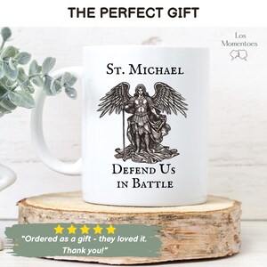 St. Michael the Archangel Defend Us in Battle Coffee Mug, Catholic Saint Prayer Mug, Confirmation, Priest or Church Gift image 4