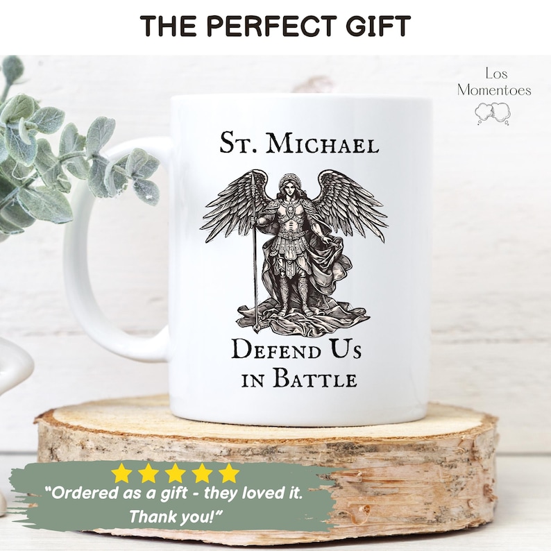 St. Michael the Archangel Defend Us in Battle Coffee Mug, Catholic Saint Prayer Mug, Confirmation, Priest or Church Gift image 4