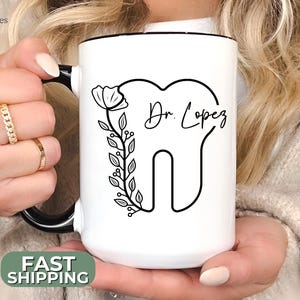 Personalized Dentist Mug – Custom Tooth Coffee Cup – Dental Gift for Dentist, Hygienist, or Dental Student – Graduation or Office Present