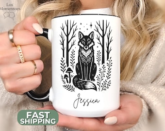 Cottagecore Fox Mug – Cozy Autumn Coffee Cup, Woodland Animal Gift, Rustic Fall Mug, Personalized Cottage Core Coffee Cup