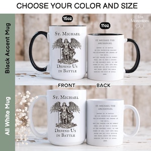 St. Michael the Archangel Defend Us in Battle Coffee Mug, Catholic Saint Prayer Mug, Confirmation, Priest or Church Gift image 2
