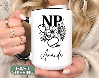 Nurse Practitioner Mug – NP Mug with Name – Personalized Nurse Gift – Nursing Student Graduation Cup – Custom Coffee Mug for Nurses