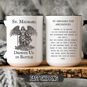 St. Michael the Archangel Defend Us in Battle Coffee Mug, Catholic Saint Prayer Mug, Confirmation, Priest or Church Gift image 8