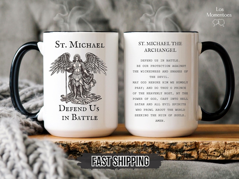 St. Michael the Archangel Defend Us in Battle Coffee Mug, Catholic Saint Prayer Mug, Confirmation, Priest or Church Gift image 8