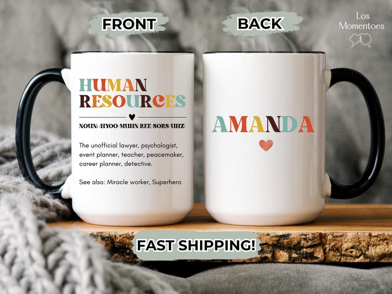 Taza personalizada con la definición de Recursos Humanos / Taza de café personalizada de RRHH, Regalo divertido de agradecimiento para profesionales de RRHH en la oficina imagen 1