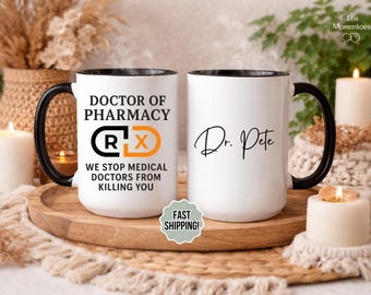 Funny PharmD Mug 2025, Future Doctor of Pharmacy Graduation Gift, Personalized Pharmacist Cup, Custom Rx Coffee Mug for Pharmacy Student