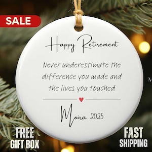 Personalized Happy Retirement Ornament - Retirement Gifts for Women - Appreciation Gift for Coworker, Boss, Nurse, Teacher,Mom 2024 Keepsake